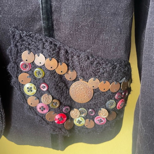 Corduroy jacket S like new, black with pocket decoration