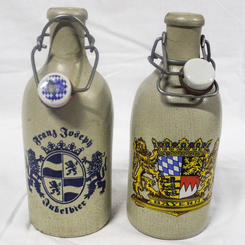 Old German beer bottles with porcelain cap used, pack of two