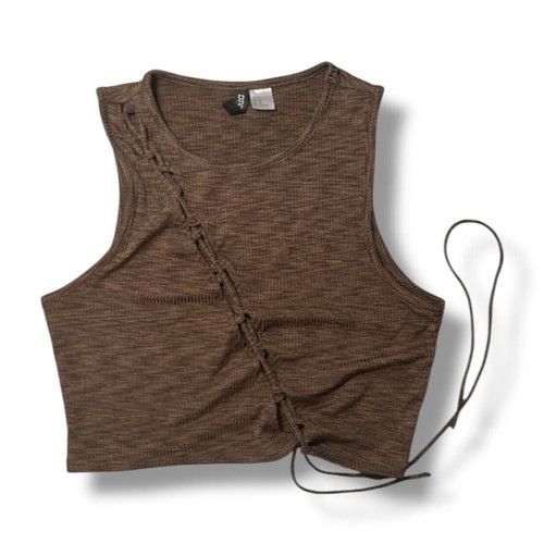 Brown lace-up crop top H&M like new, size M, brown
