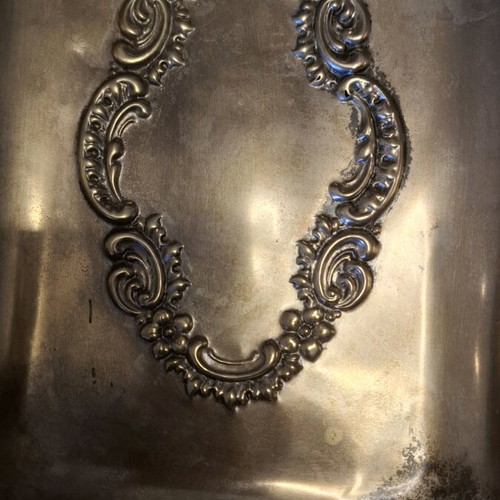 EPNS silver-plated tray used with handle and embossed 1950-60 design