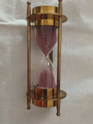Vintage decorative hourglass 13cm with built-in nautical compass