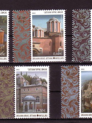 Σειρά γραμματοσήμων Άγιο Όρος 2012 Καθολικά Ιερών Μονών ΙΙ νέα