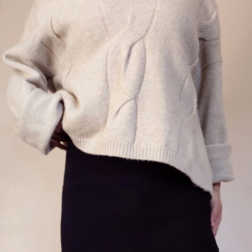 Massimo Dutti wool oversized sweater beige like new, size M-L