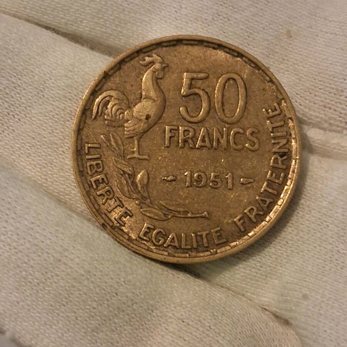 50 francs France 1951 used bronze coin