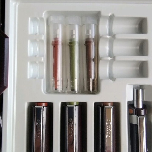 Rotring set of 3 rapidographs and accessories new
