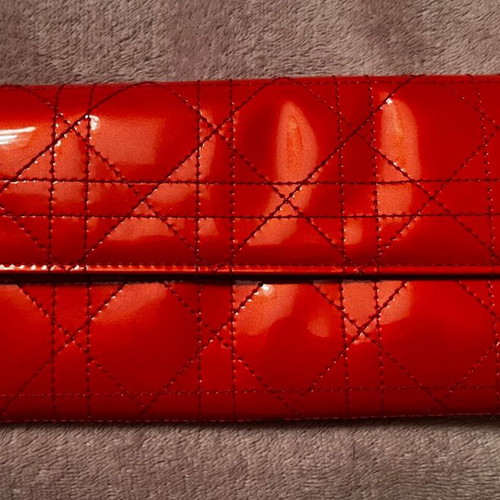 Lady Dior red patent leather wallet like new