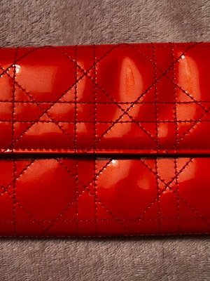 Lady Dior red patent leather wallet like new