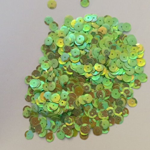 Sequins green iridescent 6mm round 50g new