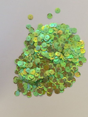 Sequins green iridescent 6mm round 50g new