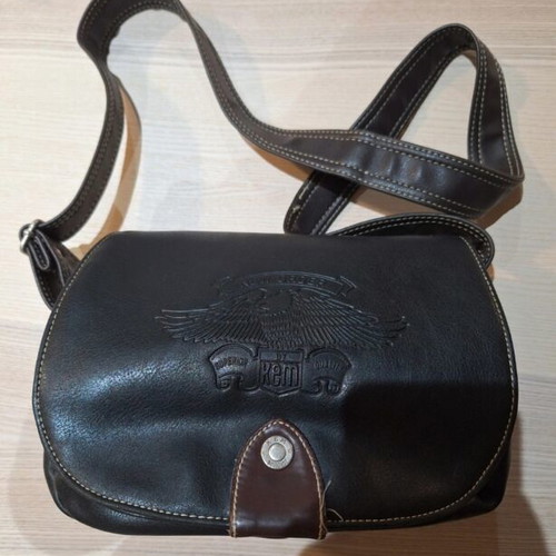 KEM Harley Davidson leather shoulder bag, black, spacious