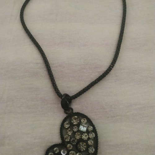 Necklace pendant used, black with chain