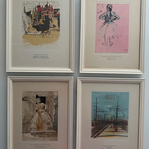 Set of 4 framed artworks by famous painters