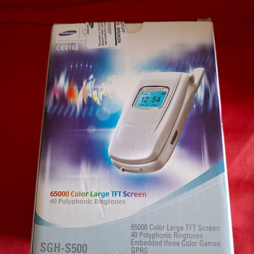 Samsung SGH-S500 collectible used packaging with spare gray battery