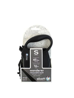 Alcott Wanderer Small Retractable Leash 5m up to 20kg Black new