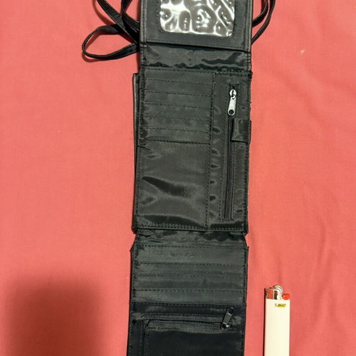 Vintage travel neck wallet organiser used, black
