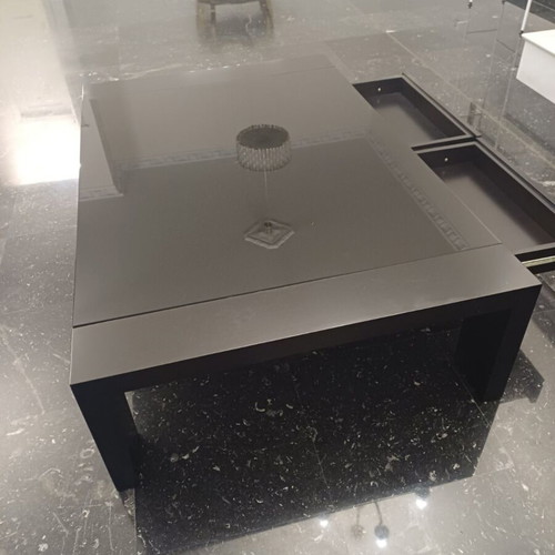 Modern coffee table with 2 internal drawers, black wenge