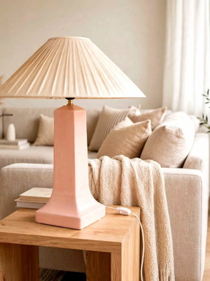 Vintage 80s XXL pink ceramic table lamp