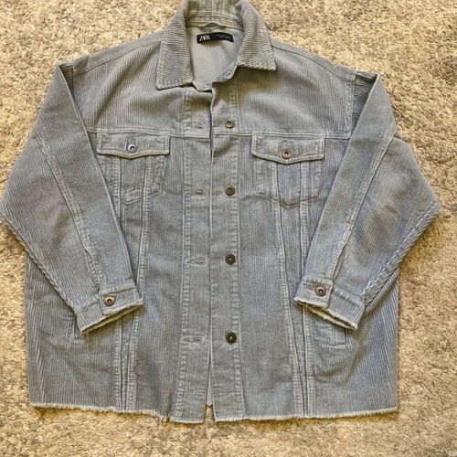 Oversized corduroy jacket Zara gray-blue like new, size XS