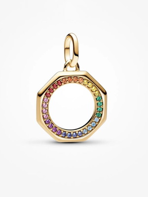 Pandora Charm Gold Rainbow like new with multicolor crystals
