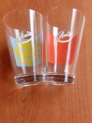 Amita glasses new, set of two with sun and pattern design