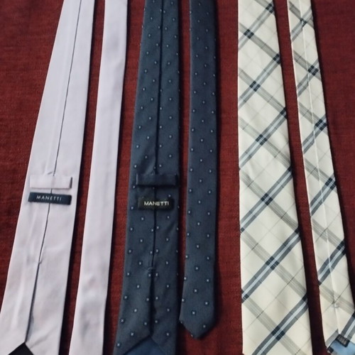 Manetti men's ties set of 3 like new, lilac, dark blue, plaid