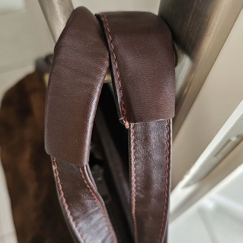 Leather-suede handbag used, brown