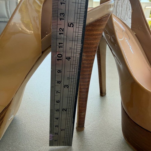 Jessica Simpson nude patent slingback platform heels size 37 used