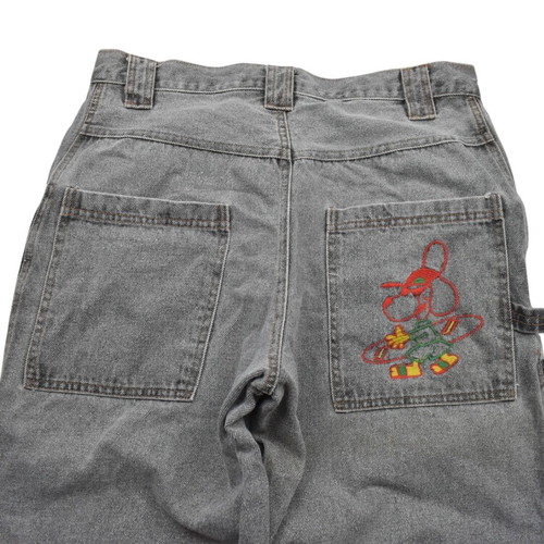 Vintage Y2K Baggy Denim Long Shorts Grey Hip Hop Skate Style used, size L