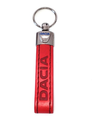 Dacia leather car keychain new, red