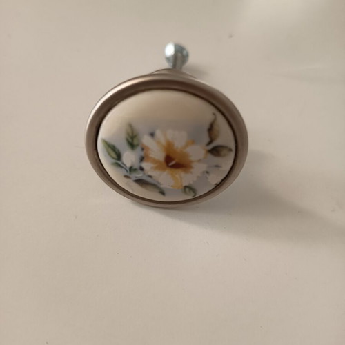Roline 523 Antique Furniture Knob porcelain and satin nickel, like new, pack of 12