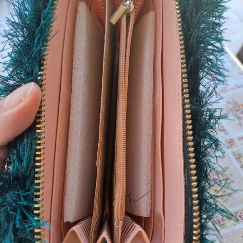 Exclusive handmade fur clutch bag new, emerald color