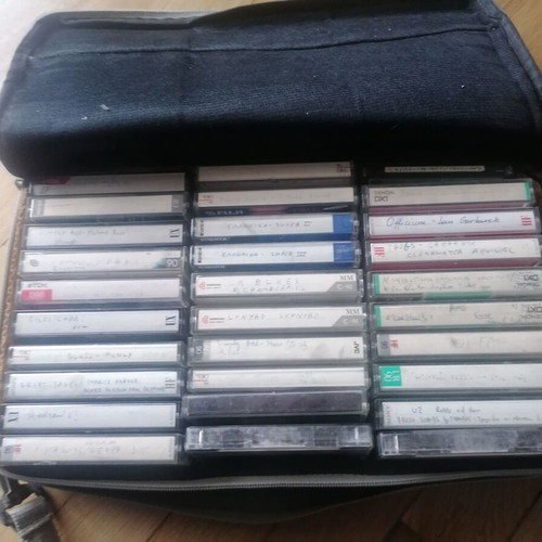 Portable cassette case for 30 tapes used