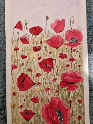Watercolor Spyros Tsafos Poppies like new