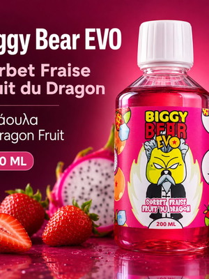 Biggy Bear EVO Sorbet Fraise Fruit du Dragon 200ml new