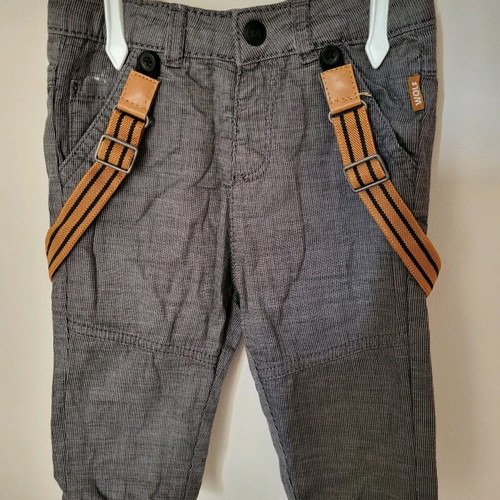 Orchestra baby set 6-9 months, knitted sweater and lined pants with suspenders