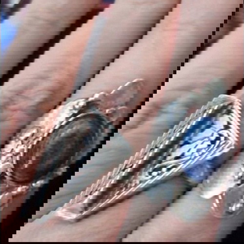 Βιντάζ ασημένιο δαχτυλίδι με λίθο σοδαλίτη μεταχειρισμένο