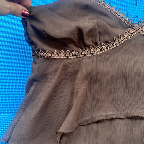 Vintage Y2K chocolate brown ruffle lace cami top size small like new