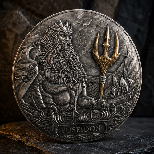 Collectible Copper Medal Poseidon Greek God of the Sea new