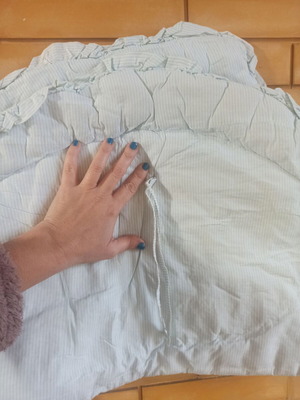 Baby crib bumpers used, pack of 2, soft blue striped