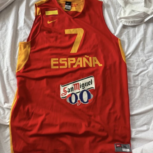 Spain National Basketball Jersey #7 San Miguel 0,0 Nike, XL, red and orange