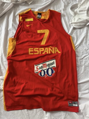 Spain National Basketball Jersey #7 San Miguel 0,0 Nike, XL, red and orange