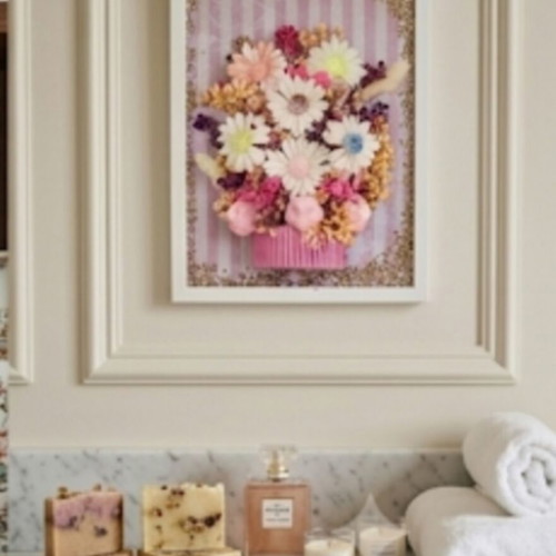Handmade decorative frame Romantic Vintage & Wax Flowers