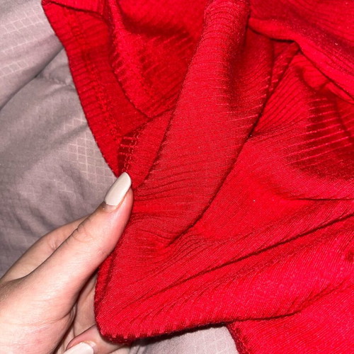 Red ribbed top Stradivarius like new with scoop neck and short sleeves