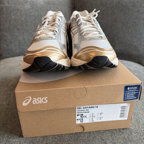 Asics Gel-Kayano 14 Olympic Medals sneakers new, size 44.5, white and gold