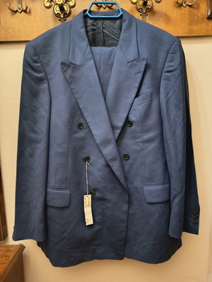 Vintage Ανδρικό Κουστούμι Γερμανίας Anzug Καινούργιο, Μπλε, Μέγεθος 54