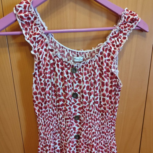Celestino sleeveless dress with smocked waist, like new, white and red, XL