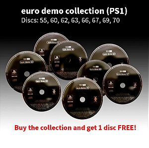 Euro demo collection (PS1) - 8 discs - [#55, #60, #62, #63, #66, #67, #69, #70]