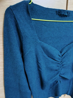 Petrol crop top blouse like new, size S