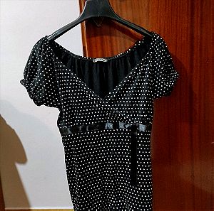 Μαυρη κοντομανικη μπλούζα πουά medium