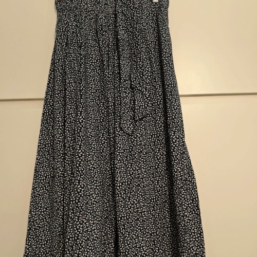 Boho Chic Maxi Skirt, One Size, blue with white floral print